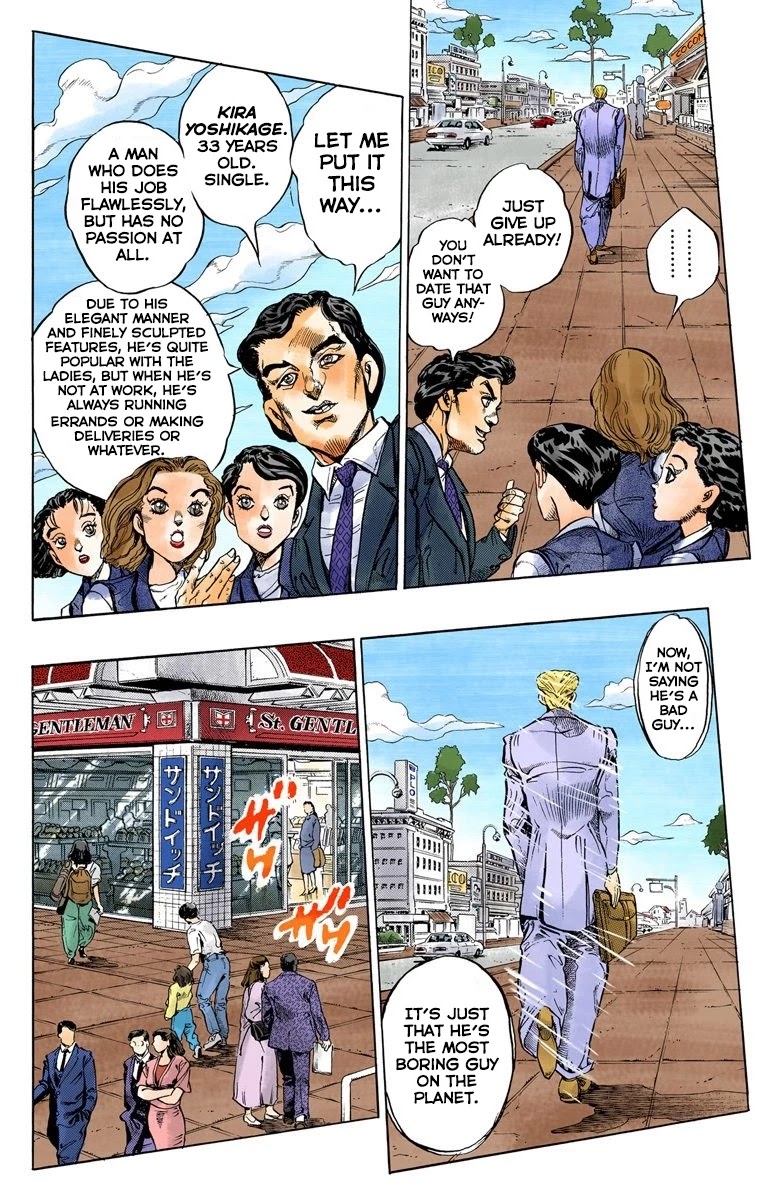 JoJo's Bizarre Adventure Part 4 - Diamond is Unbreakable (Official Colored) Chapter 77 page 6 - Chapter 77: Yoshikage Kira Just Wants a Quiet Life - Part 1