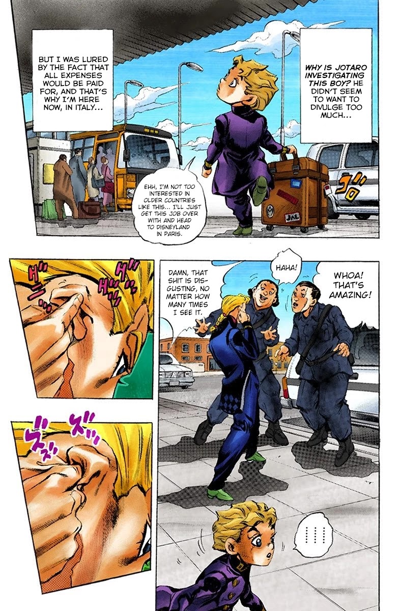JoJo's Bizarre Adventure Part 5 - Vento Aureo (Official Colored) Chapter 1 page 8 - Chapter 1: Gold Experience Part 1