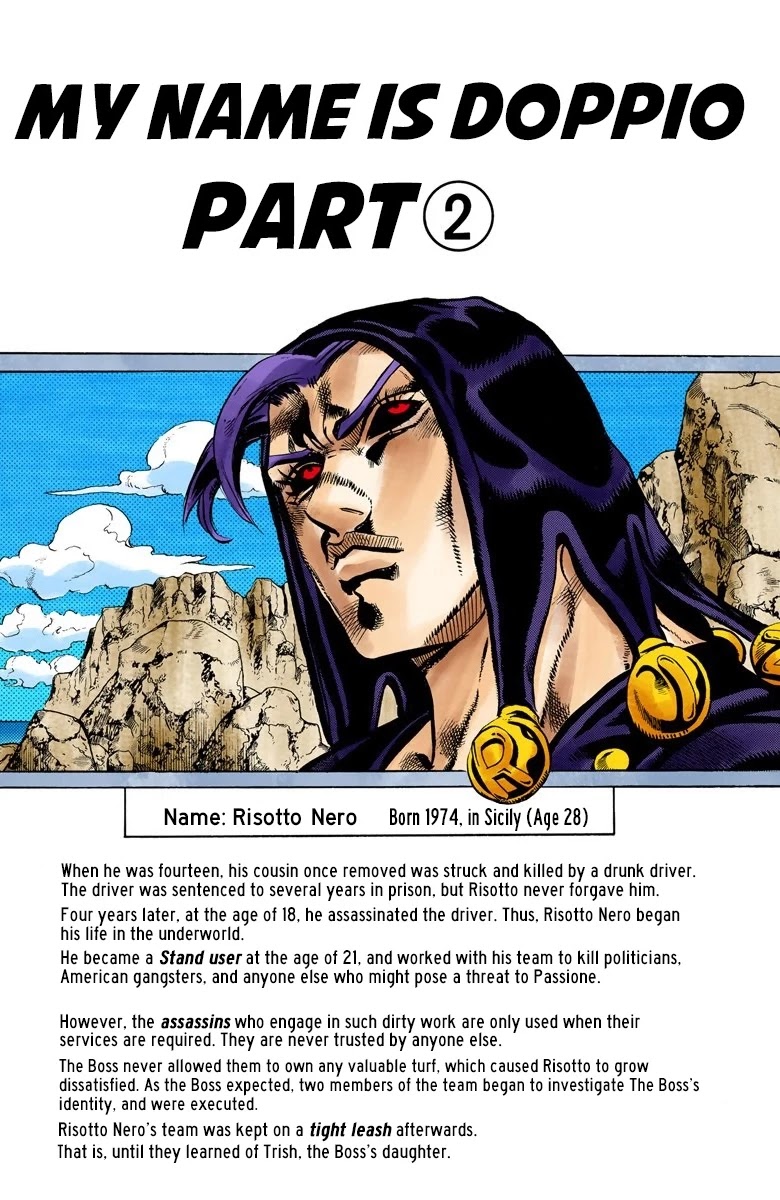JoJo's Bizarre Adventure Part 5 - Vento Aureo (Official Colored) Chapter 104 page 3 - Chapter 104: My Name is Doppio Part 2