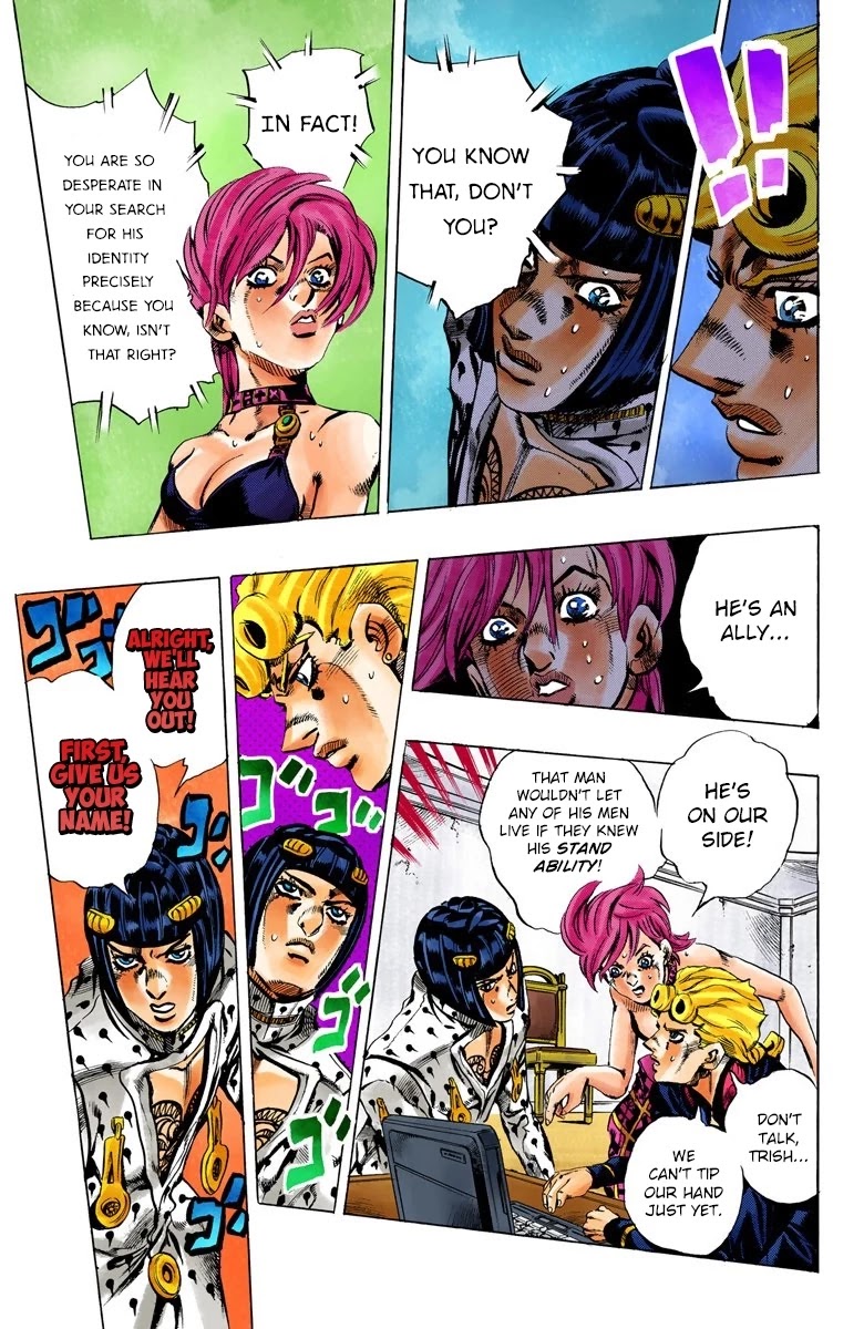 JoJo's Bizarre Adventure Part 5 - Vento Aureo (Official Colored) Chapter 112 page 10 - Chapter 112: Pronto! On The Line Part 1