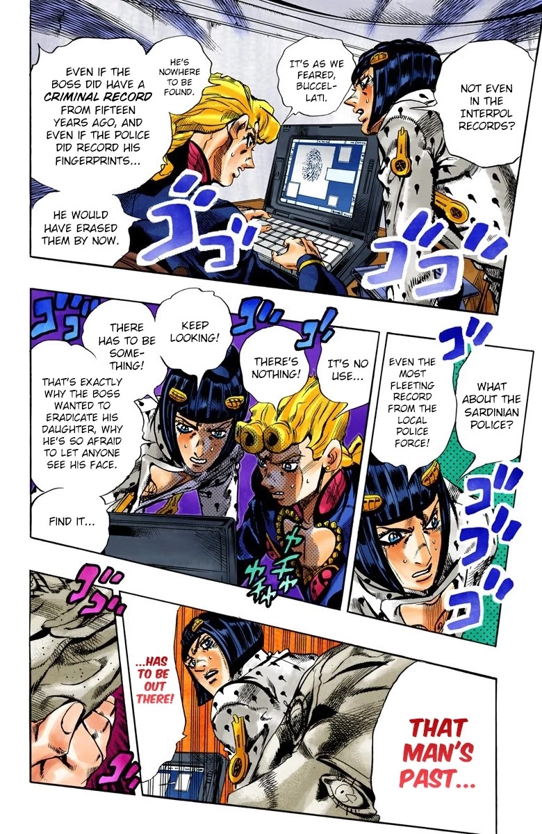 JoJo's Bizarre Adventure Part 5 - Vento Aureo (Official Colored) Chapter 112 page 2 - Chapter 112: Pronto! On The Line Part 1