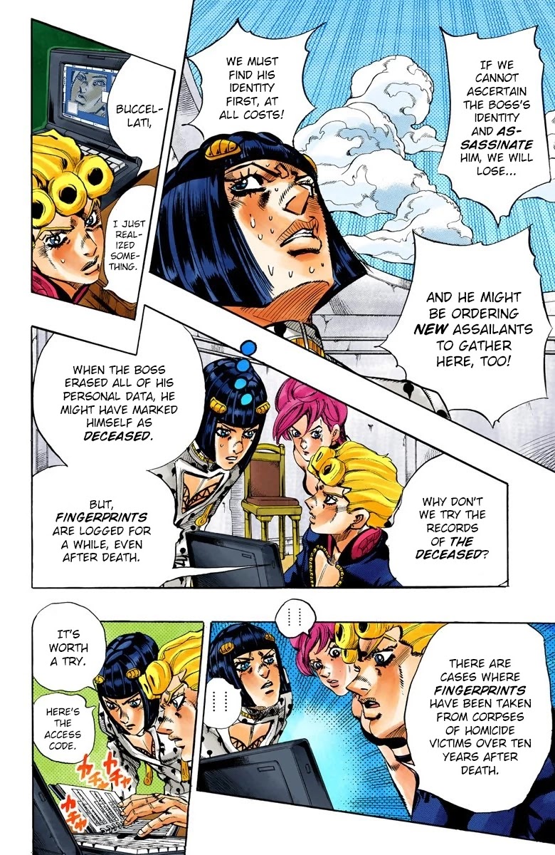 JoJo's Bizarre Adventure Part 5 - Vento Aureo (Official Colored) Chapter 112 page 6 - Chapter 112: Pronto! On The Line Part 1