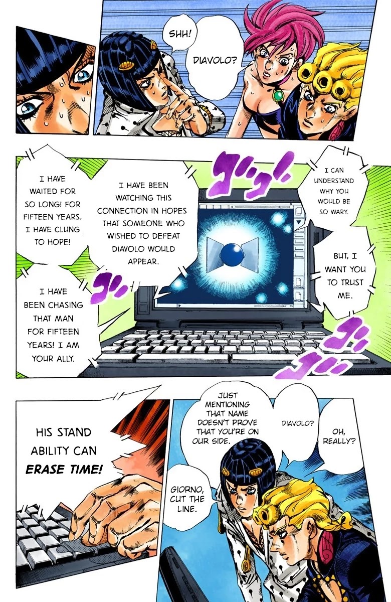 JoJo's Bizarre Adventure Part 5 - Vento Aureo (Official Colored) Chapter 112 page 9 - Chapter 112: Pronto! On The Line Part 1