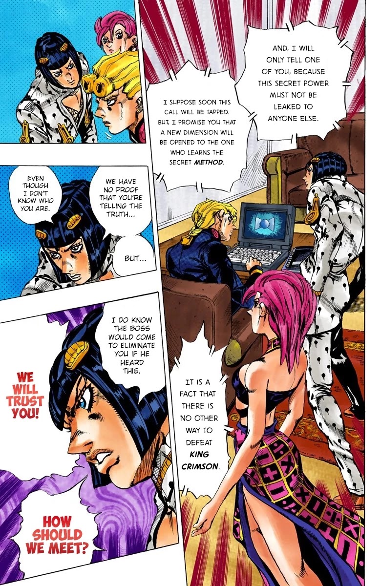 JoJo's Bizarre Adventure Part 5 - Vento Aureo (Official Colored) Chapter 113 page 12 - Chapter 113: Pronto! On The Line Part 2