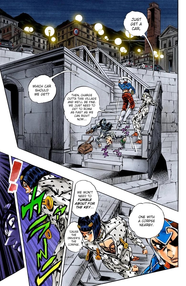 JoJo's Bizarre Adventure Part 5 - Vento Aureo (Official Colored) Chapter 116 page 4 - Chapter 116: Green Day and Oasis Part 2