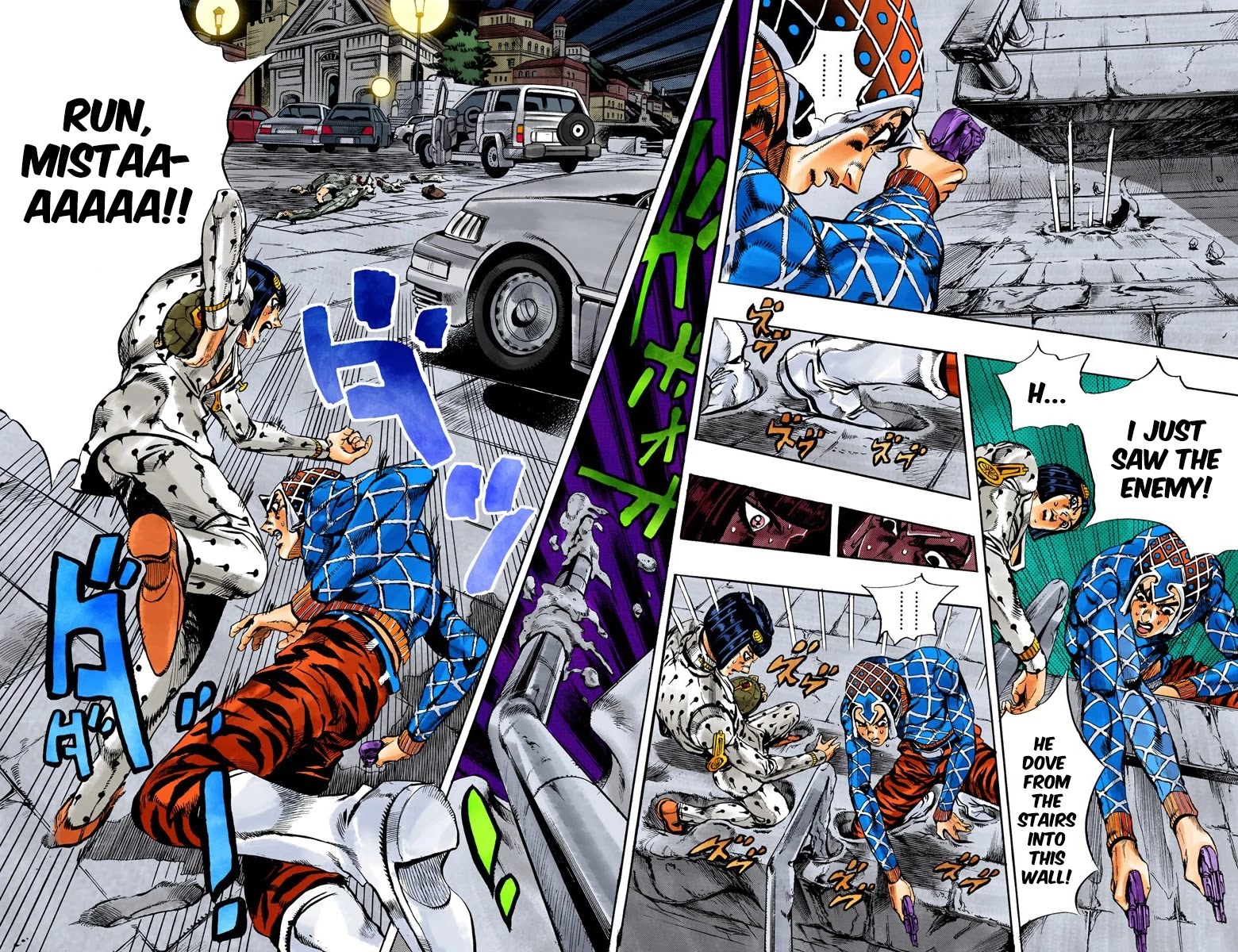 JoJo's Bizarre Adventure Part 5 - Vento Aureo (Official Colored) Chapter 117 page 4 - Chapter 117: Green Day and Oasis Part 3
