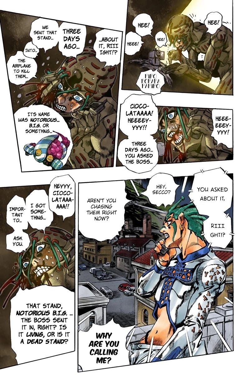 JoJo's Bizarre Adventure Part 5 - Vento Aureo (Official Colored) Chapter 118 page 4 - Chapter 118: Green Day and Oasis Part 4