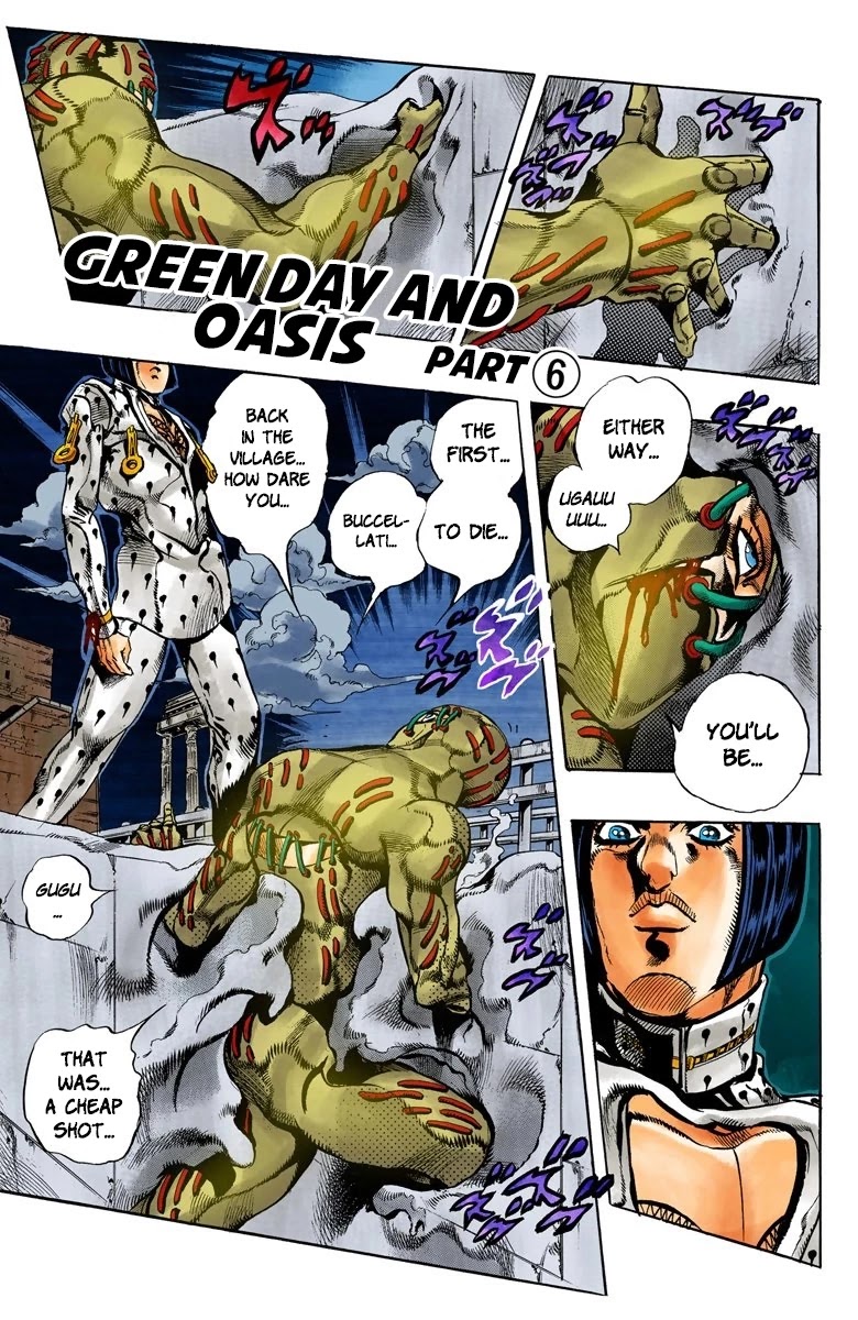JoJo's Bizarre Adventure Part 5 - Vento Aureo (Official Colored) Chapter 120 page 2 - Chapter 120: Green Day and Oasis Part 6