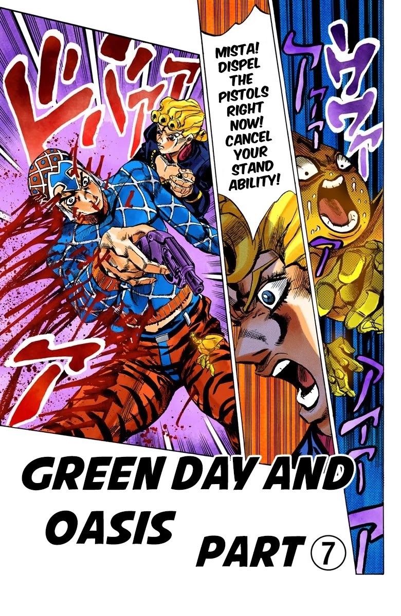 JoJo's Bizarre Adventure Part 5 - Vento Aureo (Official Colored) Chapter 121 page 4 - Chapter 121: Green Day and Oasis Part 7