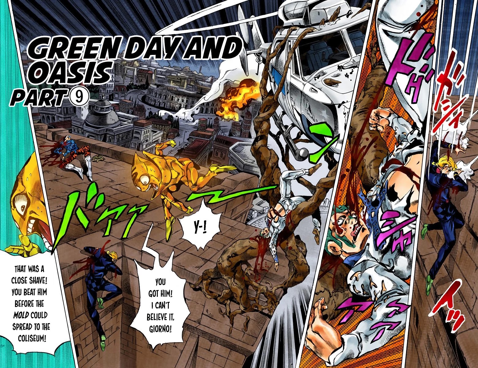 JoJo's Bizarre Adventure Part 5 - Vento Aureo (Official Colored) Chapter 123 page 1 - Chapter 123: Green Day and Oasis Part 9