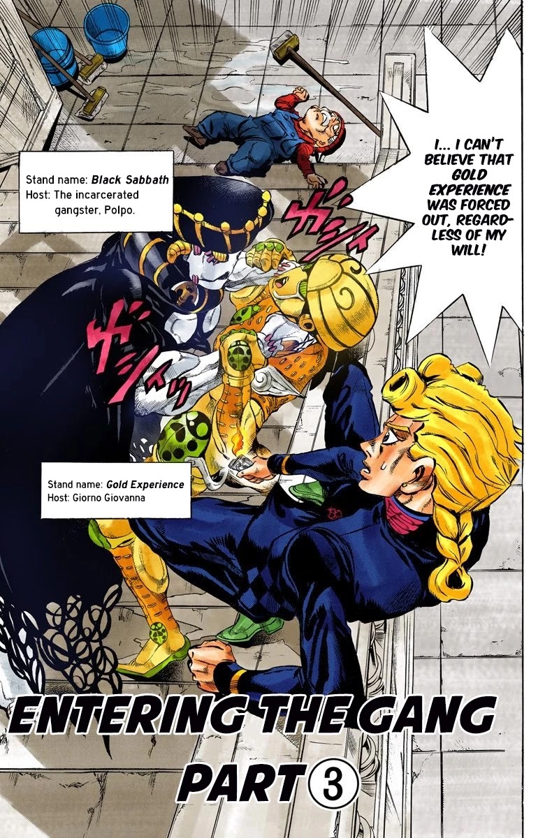 JoJo's Bizarre Adventure Part 5 - Vento Aureo (Official Colored) Chapter 13 page 2 - Chapter 13: Entering the Gang Part 3