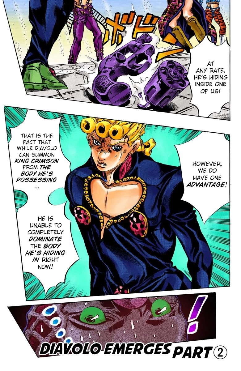 JoJo's Bizarre Adventure Part 5 - Vento Aureo (Official Colored) Chapter 142 page 2 - Chapter 142: Diavolo Emerges Part 2