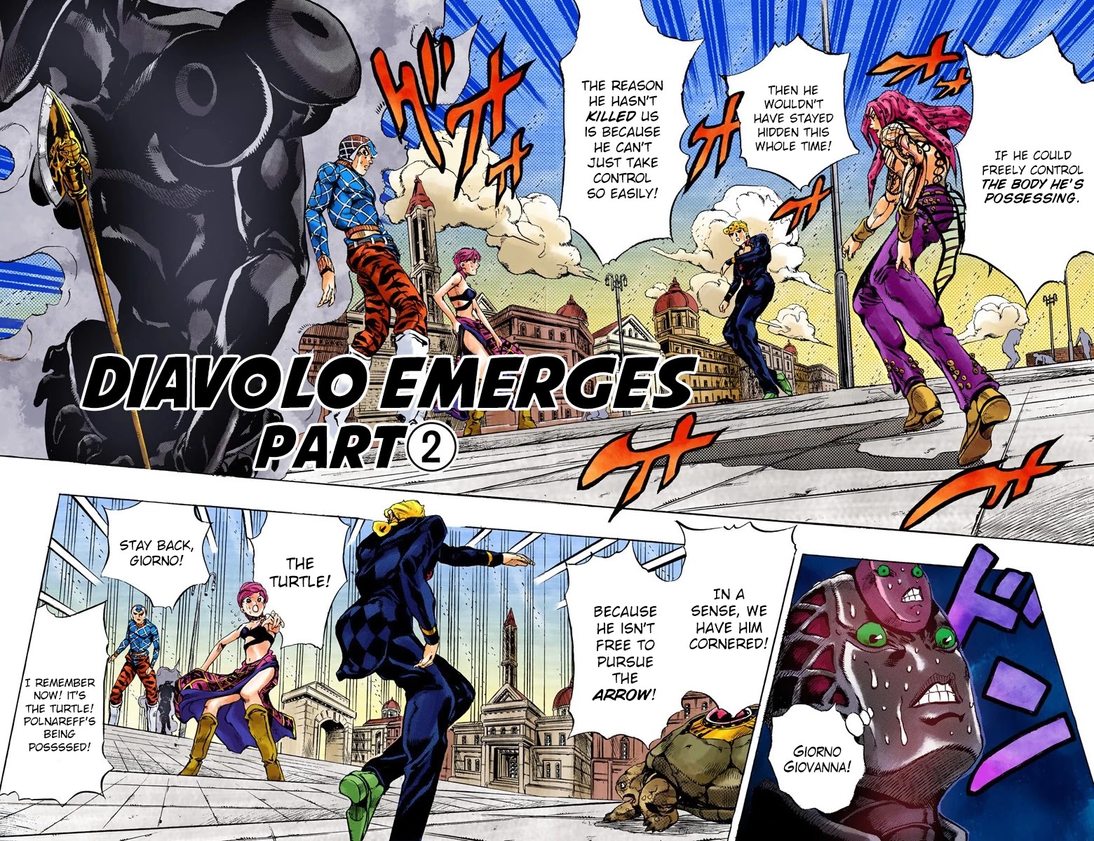 JoJo's Bizarre Adventure Part 5 - Vento Aureo (Official Colored) Chapter 142 page 3 - Chapter 142: Diavolo Emerges Part 2