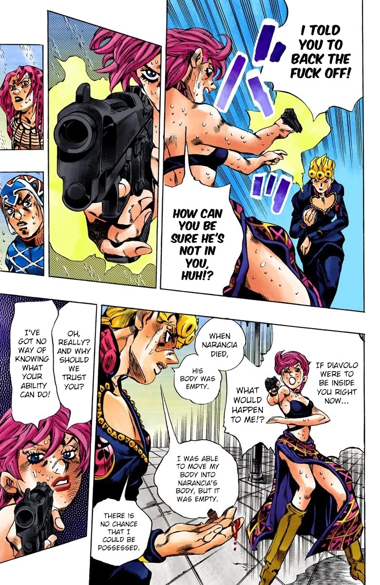 JoJo's Bizarre Adventure Part 5 - Vento Aureo (Official Colored) Chapter 142 page 9 - Chapter 142: Diavolo Emerges Part 2