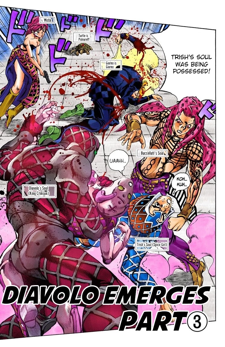 JoJo's Bizarre Adventure Part 5 - Vento Aureo (Official Colored) Chapter 143 page 2 - Chapter 143: Diavolo Emerges Part 3