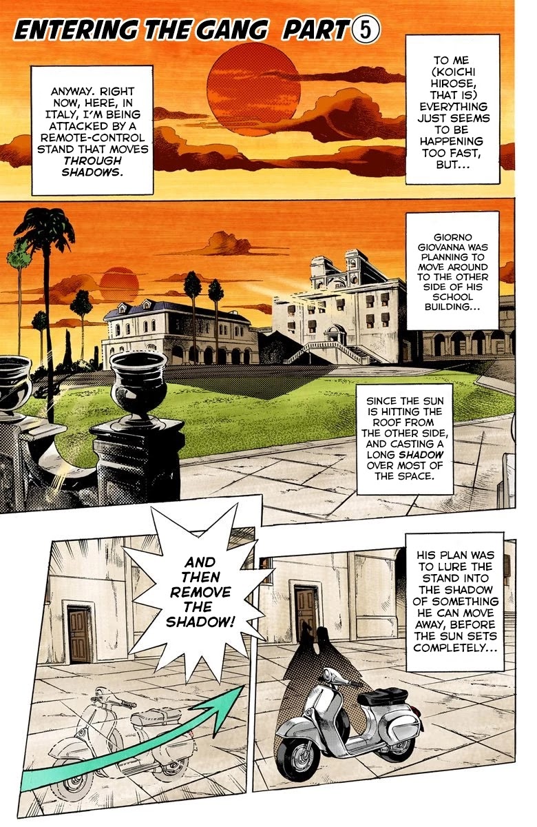 JoJo's Bizarre Adventure Part 5 - Vento Aureo (Official Colored) Chapter 15 page 2 - Chapter 15: Entering the Gang Part 5