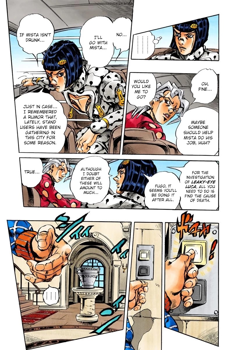 JoJo's Bizarre Adventure Part 5 - Vento Aureo (Official Colored) Chapter 152 page 14 - Chapter 152: Sleeping Slaves Part 2