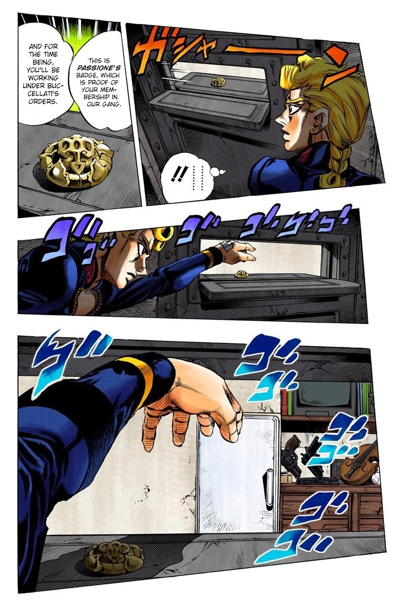 JoJo's Bizarre Adventure Part 5 - Vento Aureo (Official Colored) Chapter 16 page 16 - Chapter 16: Entering the Gang Part 6