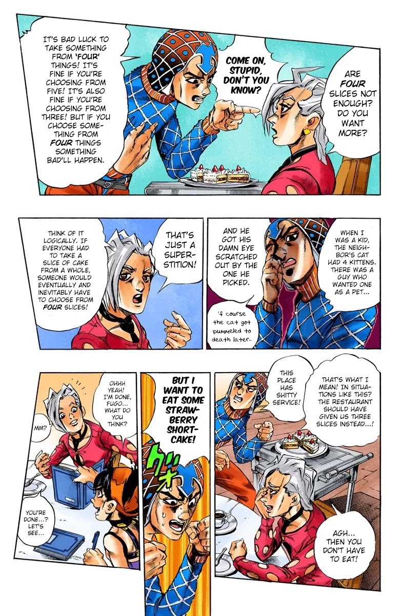 JoJo's Bizarre Adventure Part 5 - Vento Aureo (Official Colored) Chapter 17 page 8 - Chapter 17: 5 Plus 1
