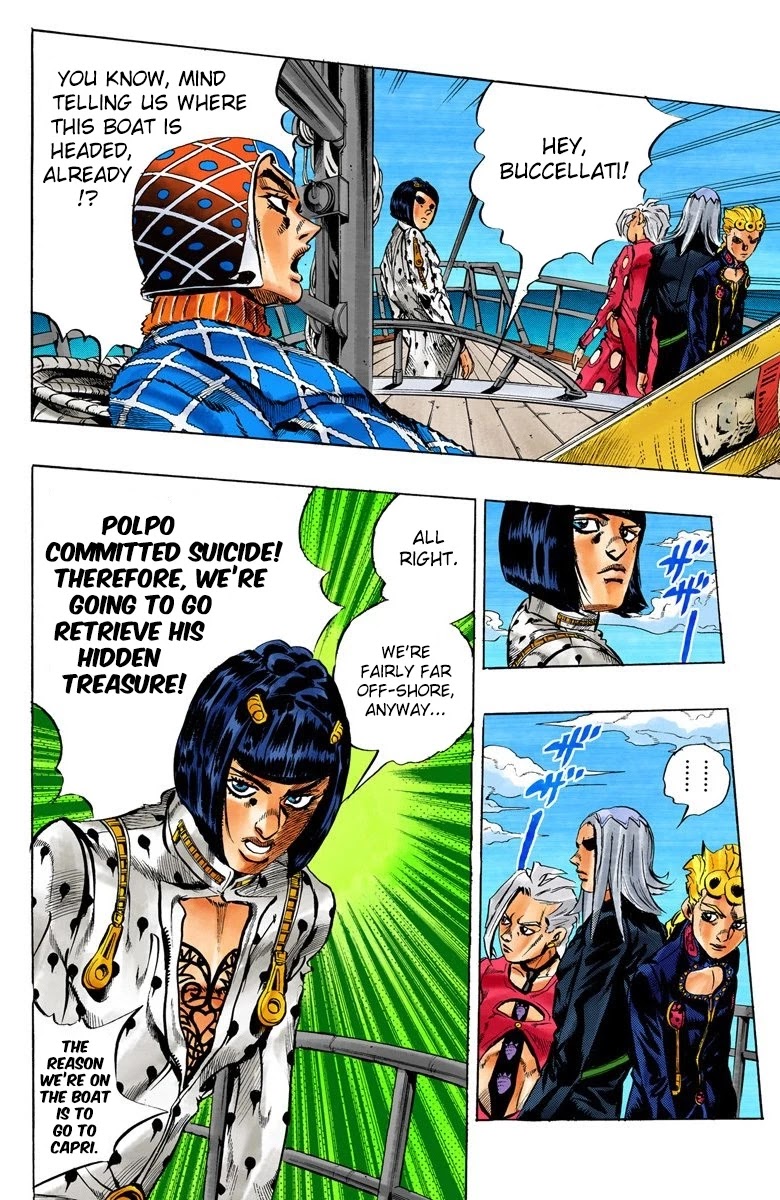JoJo's Bizarre Adventure Part 5 - Vento Aureo (Official Colored) Chapter 18 page 14 - Chapter 18: Find Polpo's Hidden Treasure!