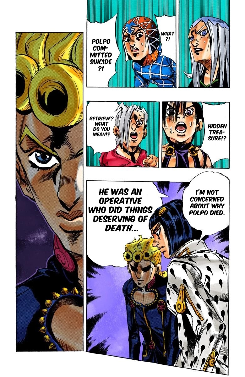 JoJo's Bizarre Adventure Part 5 - Vento Aureo (Official Colored) Chapter 18 page 15 - Chapter 18: Find Polpo's Hidden Treasure!