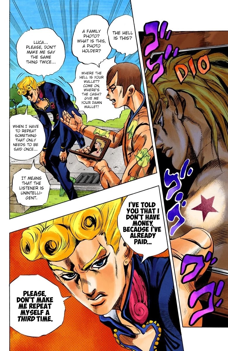 JoJo's Bizarre Adventure Part 5 - Vento Aureo (Official Colored) Chapter 2 page 13 - Chapter 2: Gold Experience Part 2