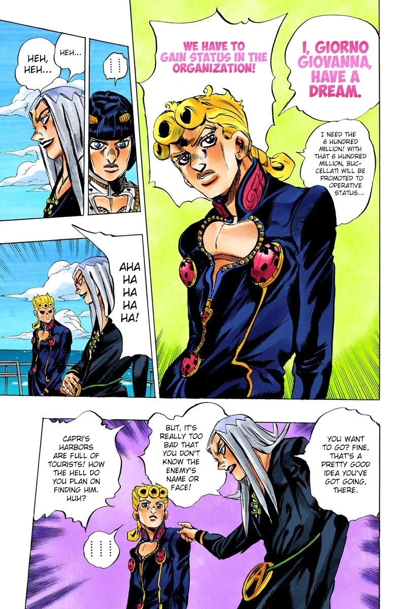 JoJo's Bizarre Adventure Part 5 - Vento Aureo (Official Colored) Chapter 23 page 18 - Chapter 23: Sex Pistols Appear! Part 1