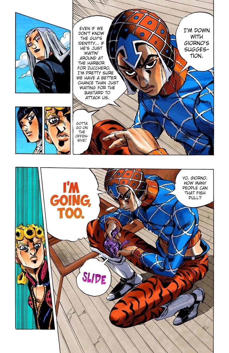 JoJo's Bizarre Adventure Part 5 - Vento Aureo (Official Colored) Chapter 23 page 19 - Chapter 23: Sex Pistols Appear! Part 1