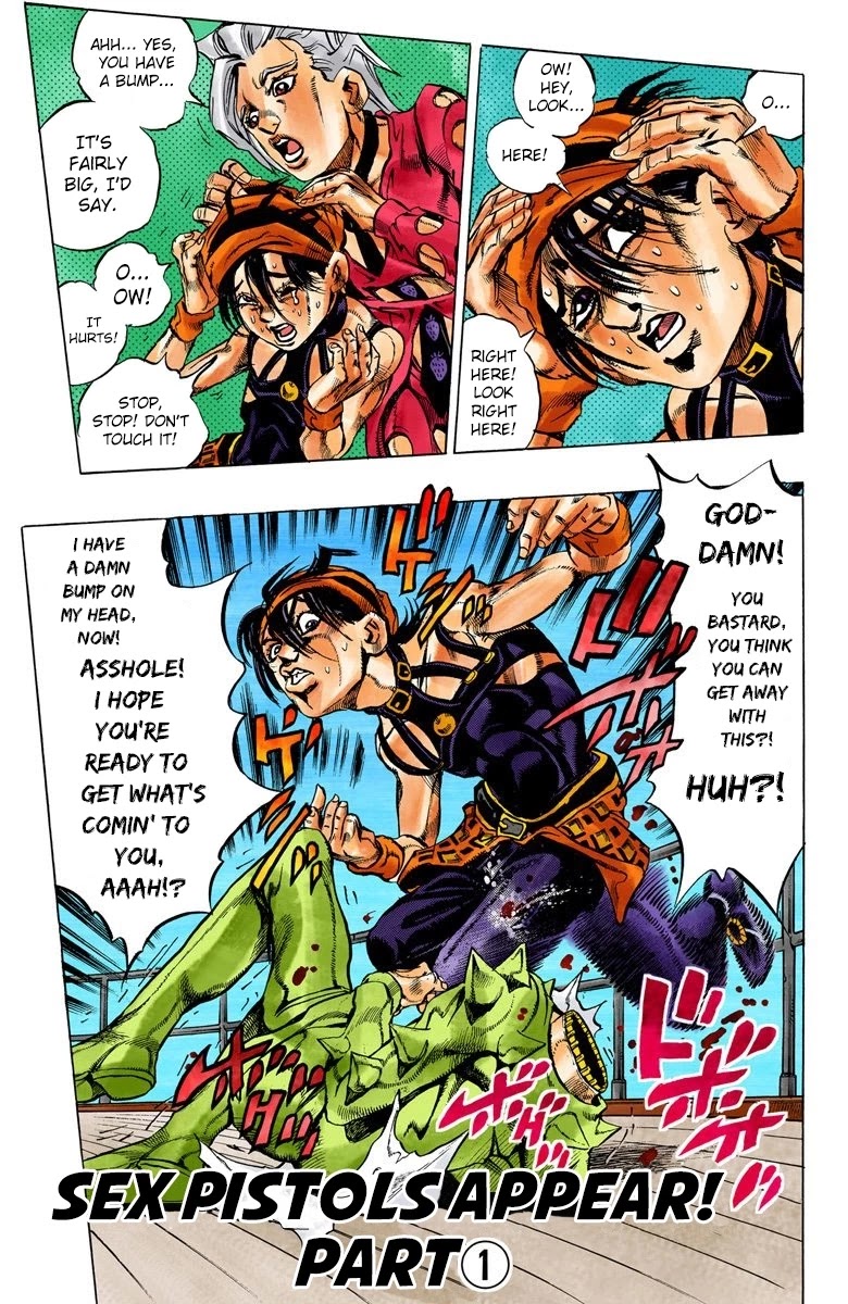 JoJo's Bizarre Adventure Part 5 - Vento Aureo (Official Colored) Chapter 23 page 2 - Chapter 23: Sex Pistols Appear! Part 1