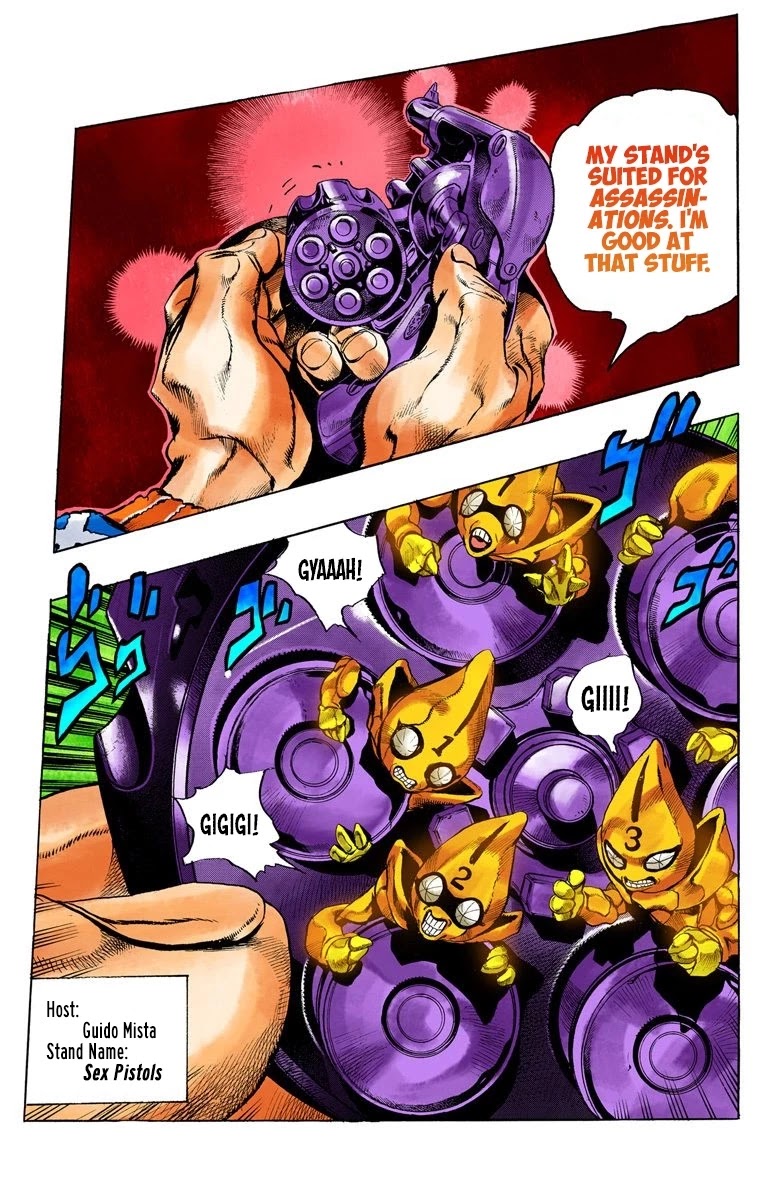 JoJo's Bizarre Adventure Part 5 - Vento Aureo (Official Colored) Chapter 23 page 20 - Chapter 23: Sex Pistols Appear! Part 1