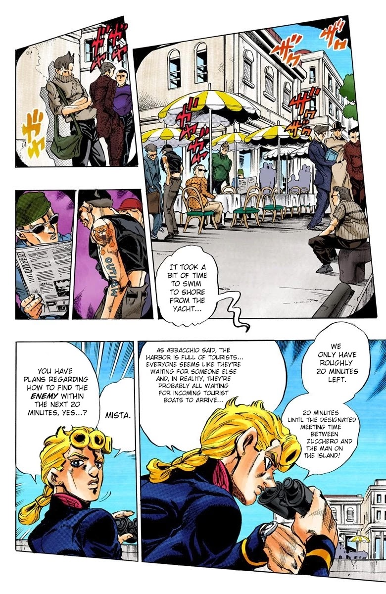 JoJo's Bizarre Adventure Part 5 - Vento Aureo (Official Colored) Chapter 24 page 4 - Chapter 24: Sex Pistols Appear! Part 2