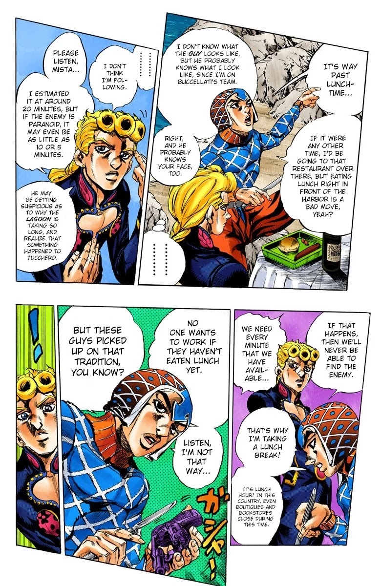 JoJo's Bizarre Adventure Part 5 - Vento Aureo (Official Colored) Chapter 24 page 6 - Chapter 24: Sex Pistols Appear! Part 2