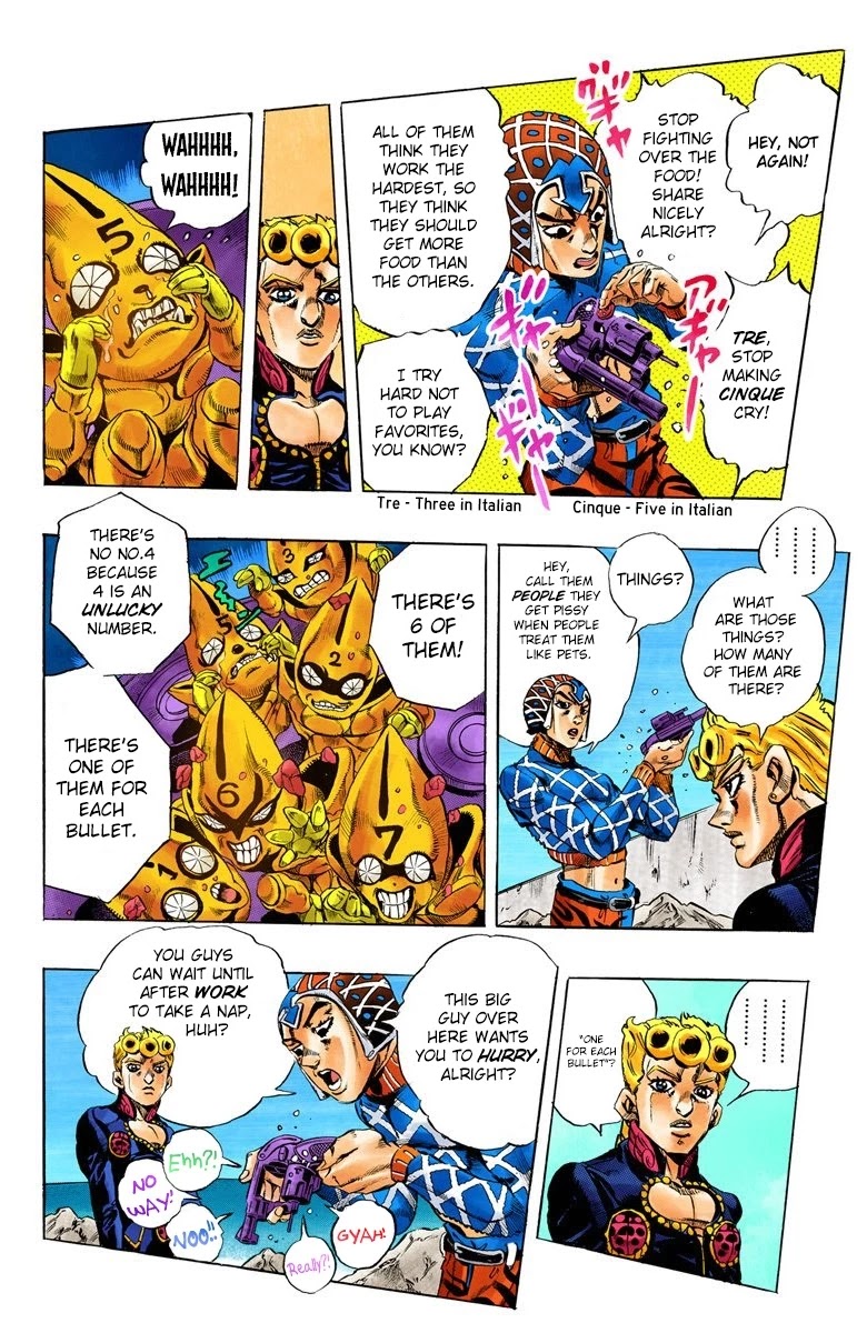 JoJo's Bizarre Adventure Part 5 - Vento Aureo (Official Colored) Chapter 24 page 8 - Chapter 24: Sex Pistols Appear! Part 2