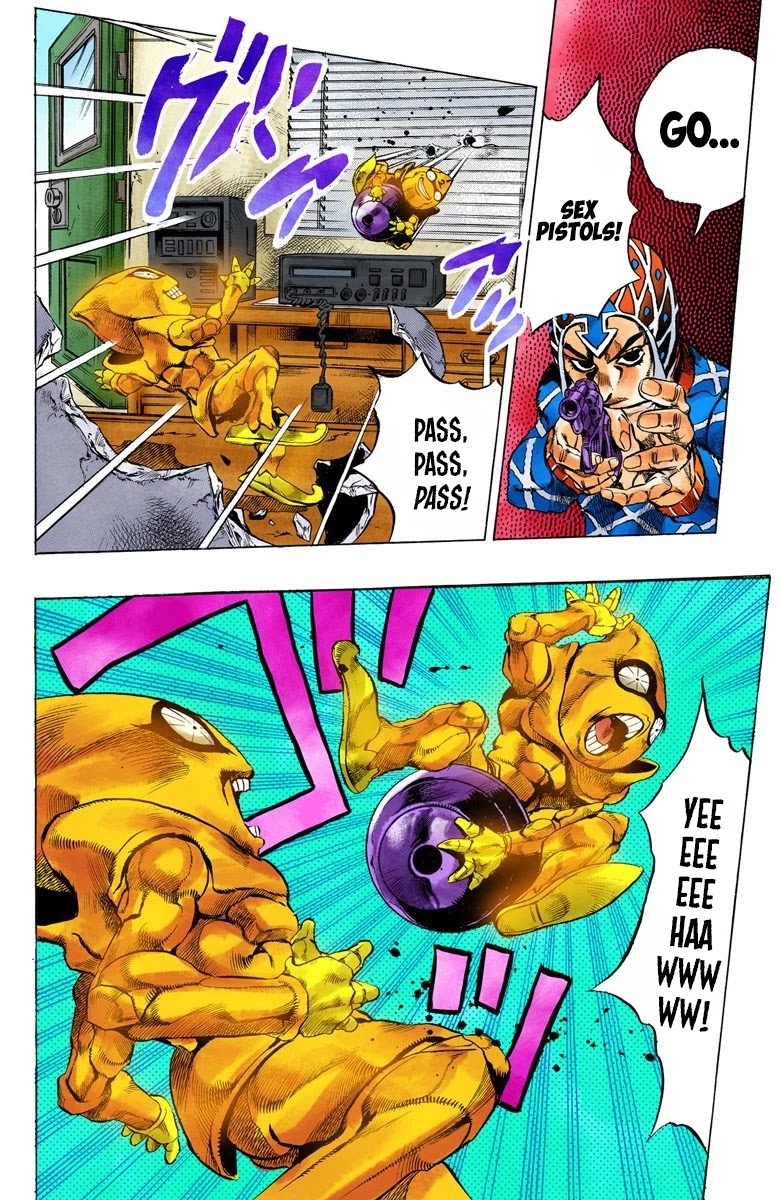 JoJo's Bizarre Adventure Part 5 - Vento Aureo (Official Colored) Chapter 25 page 8 - Chapter 25: Sex Pistols Appear! Part 3