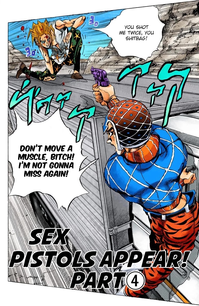 JoJo's Bizarre Adventure Part 5 - Vento Aureo (Official Colored) Chapter 26 page 3 - Chapter 26: Sex Pistols Appear! Part 4