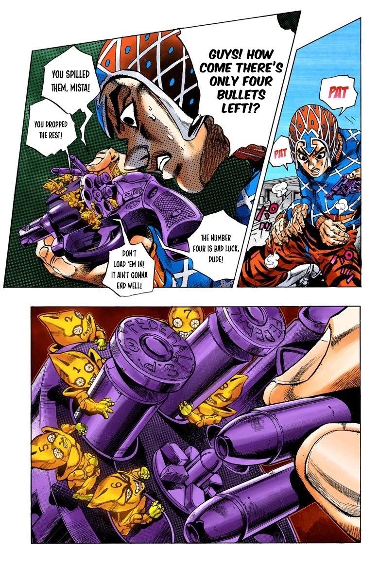 JoJo's Bizarre Adventure Part 5 - Vento Aureo (Official Colored) Chapter 27 page 4 - Chapter 27: Sex Pistols Appear! Part 5