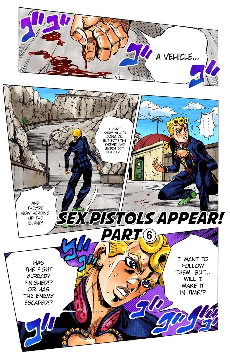 JoJo's Bizarre Adventure Part 5 - Vento Aureo (Official Colored) Chapter 28 page 2 - Chapter 28: Sex Pistols Appear! Part 6