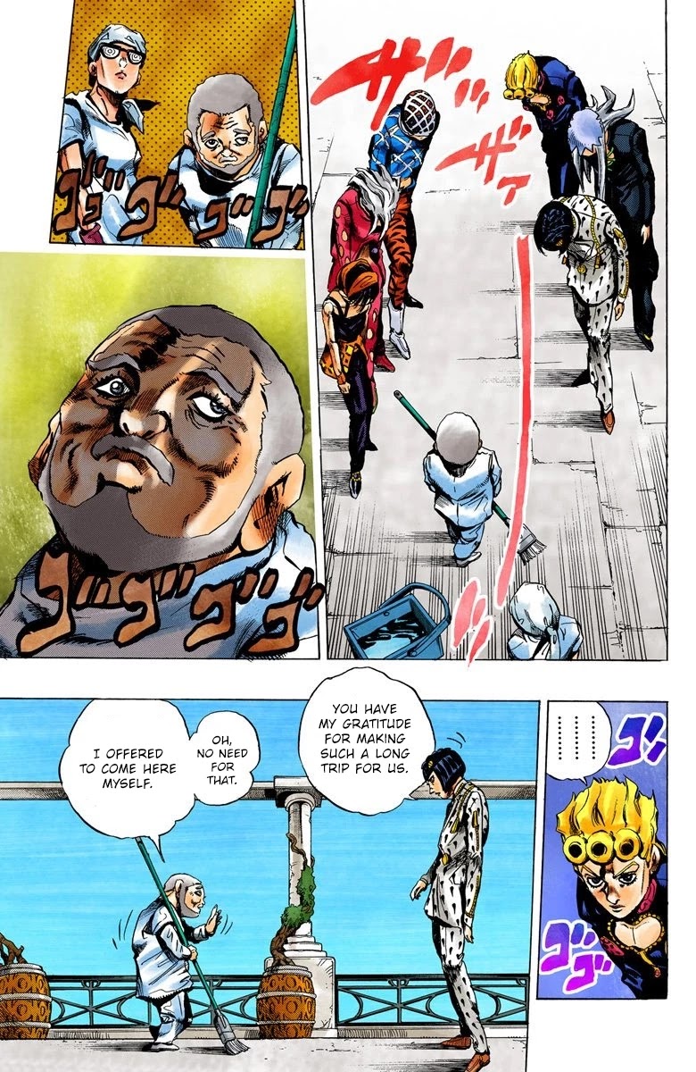 JoJo's Bizarre Adventure Part 5 - Vento Aureo (Official Colored) Chapter 29 page 12 - Chapter 29: The Hidden 600-Million Yen Stash