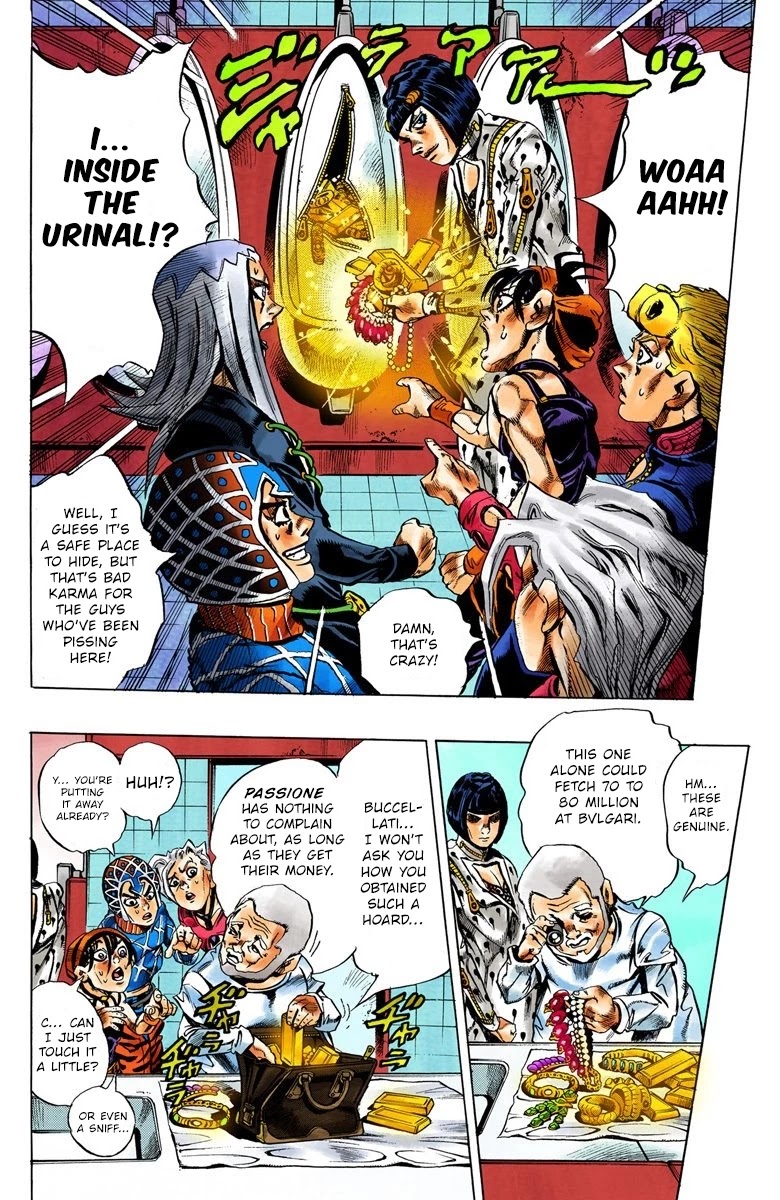JoJo's Bizarre Adventure Part 5 - Vento Aureo (Official Colored) Chapter 29 page 15 - Chapter 29: The Hidden 600-Million Yen Stash