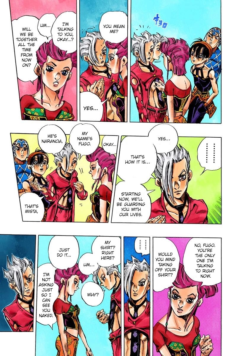 JoJo's Bizarre Adventure Part 5 - Vento Aureo (Official Colored) Chapter 30 page 14 - Chapter 30: Capo Buccellati; First Orders from the Boss
