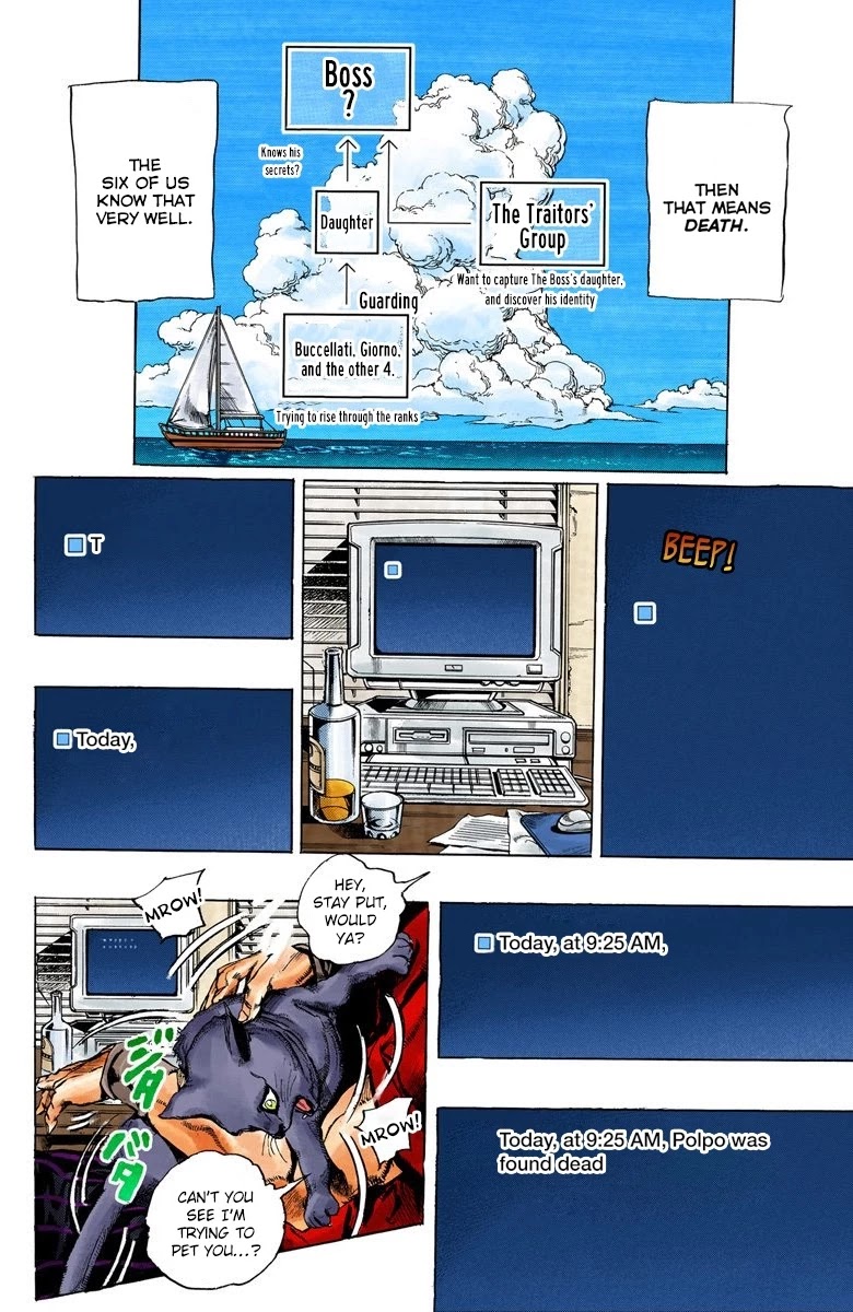JoJo's Bizarre Adventure Part 5 - Vento Aureo (Official Colored) Chapter 30 page 17 - Chapter 30: Capo Buccellati; First Orders from the Boss
