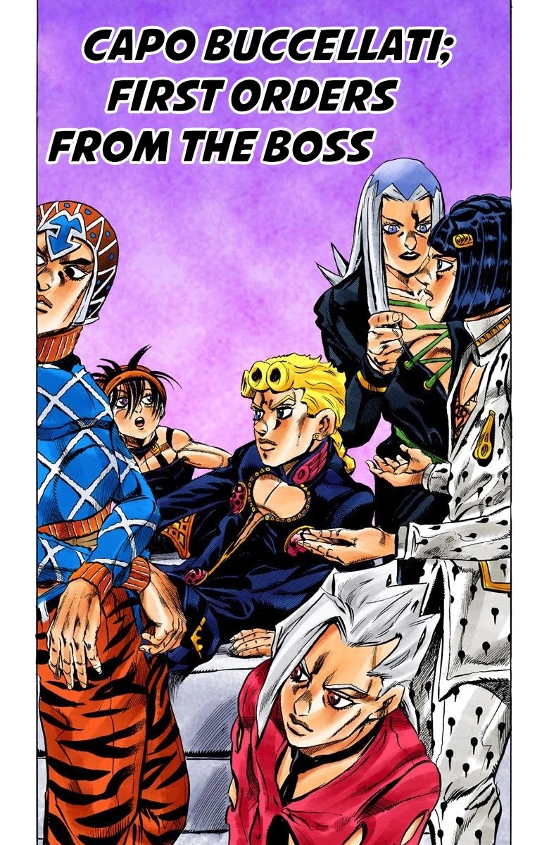 JoJo's Bizarre Adventure Part 5 - Vento Aureo (Official Colored) Chapter 30 page 2 - Chapter 30: Capo Buccellati; First Orders from the Boss