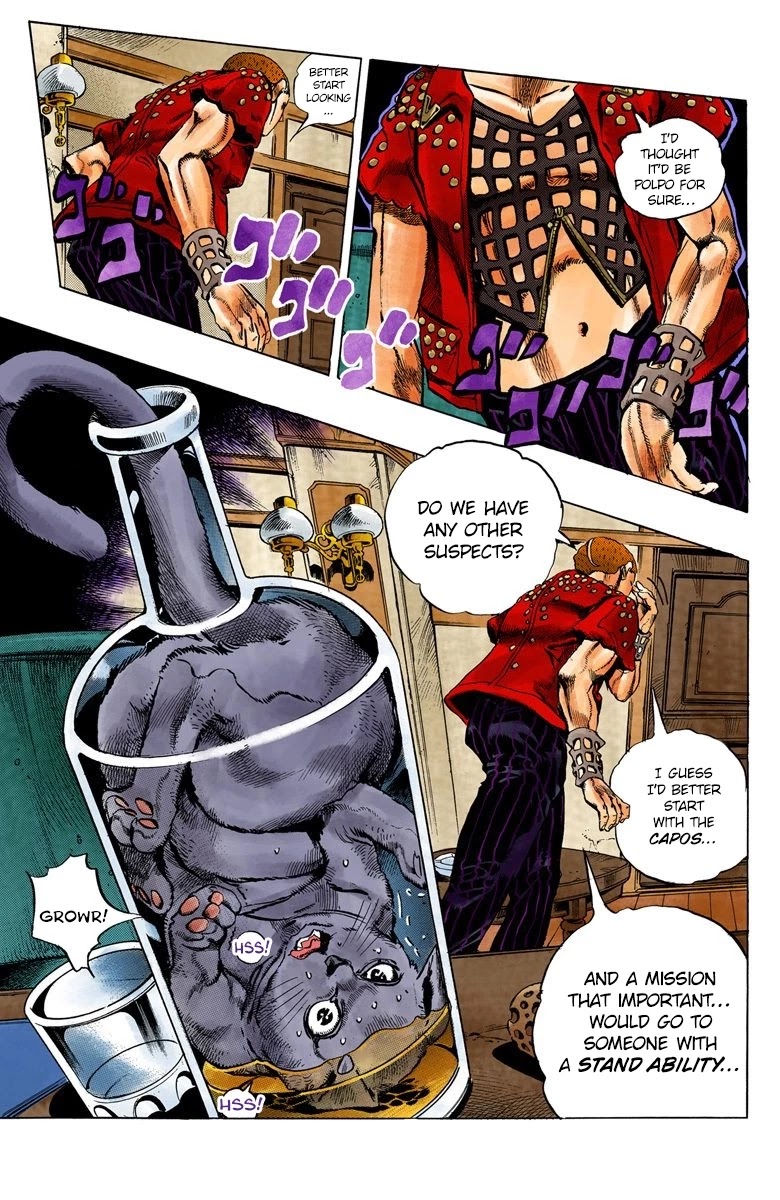 JoJo's Bizarre Adventure Part 5 - Vento Aureo (Official Colored) Chapter 30 page 20 - Chapter 30: Capo Buccellati; First Orders from the Boss