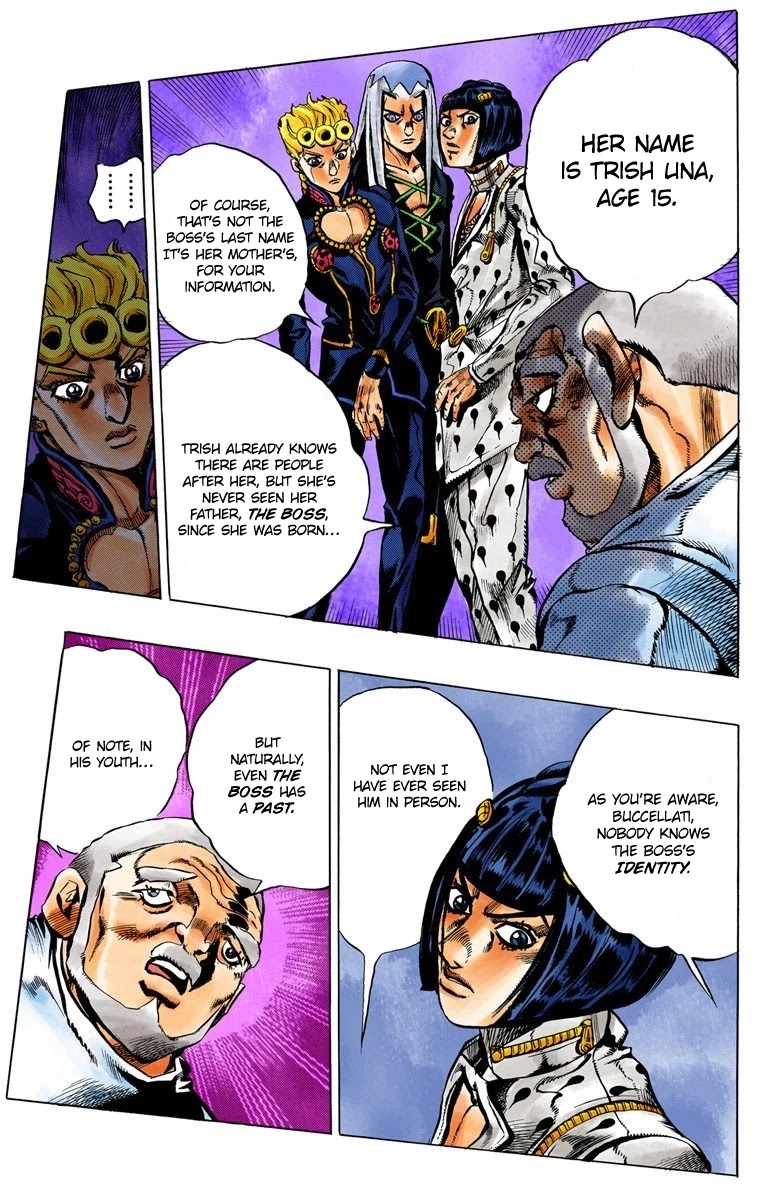 JoJo's Bizarre Adventure Part 5 - Vento Aureo (Official Colored) Chapter 30 page 6 - Chapter 30: Capo Buccellati; First Orders from the Boss