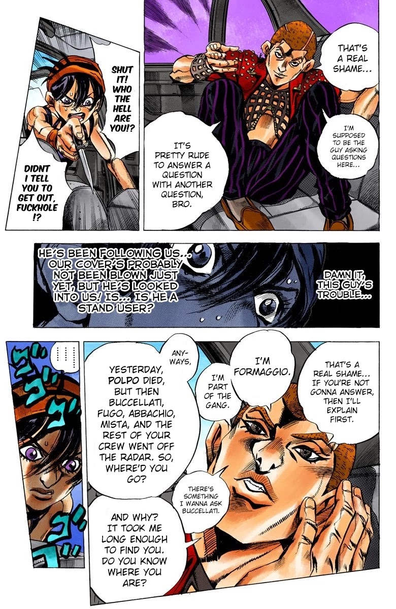 JoJo's Bizarre Adventure Part 5 - Vento Aureo (Official Colored) Chapter 31 page 12 - Chapter 31: Narancia's Aerosmith Part 1
