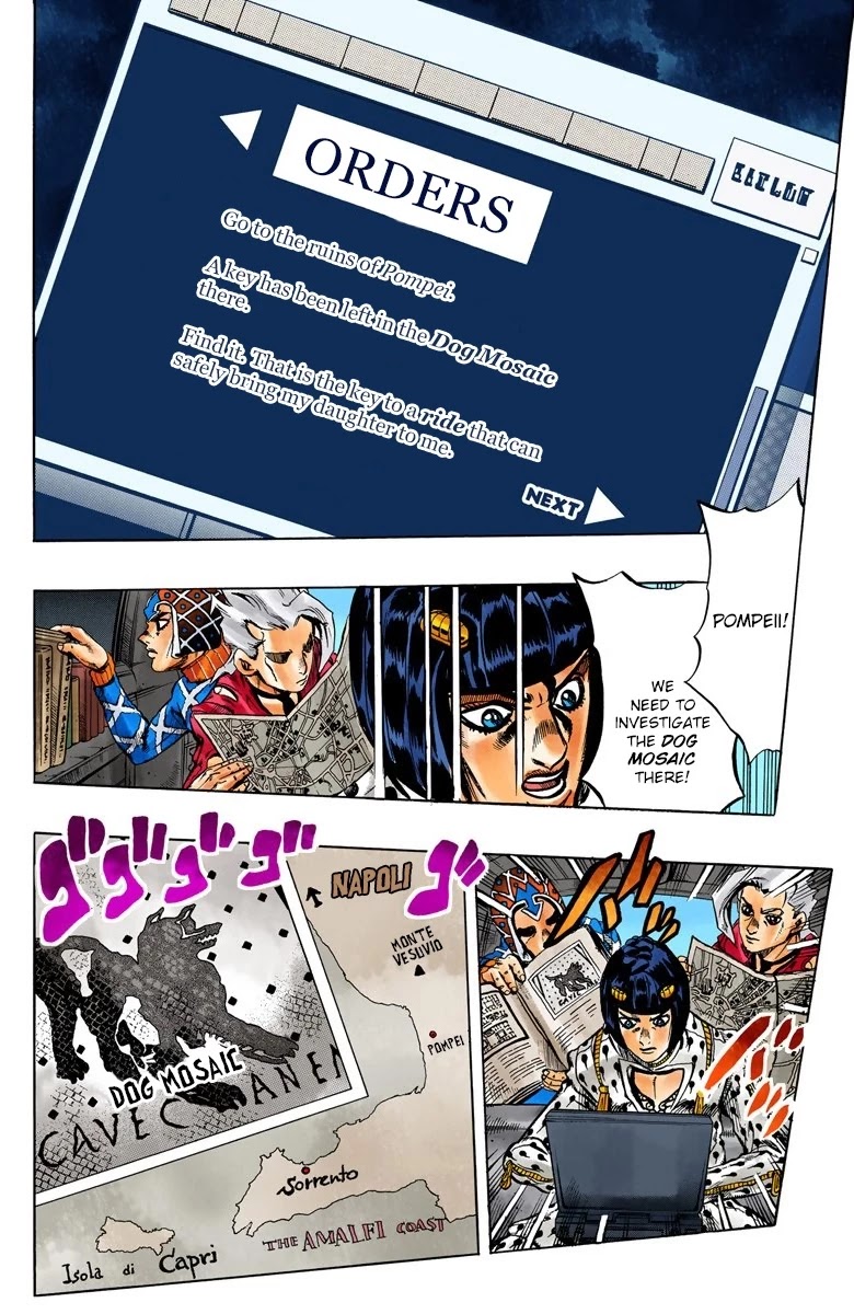 JoJo's Bizarre Adventure Part 5 - Vento Aureo (Official Colored) Chapter 39 page 8 - Chapter 39: Second Order from the Boss: Retrieve the Key!
