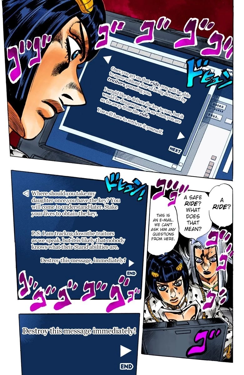 JoJo's Bizarre Adventure Part 5 - Vento Aureo (Official Colored) Chapter 39 page 9 - Chapter 39: Second Order from the Boss: Retrieve the Key!