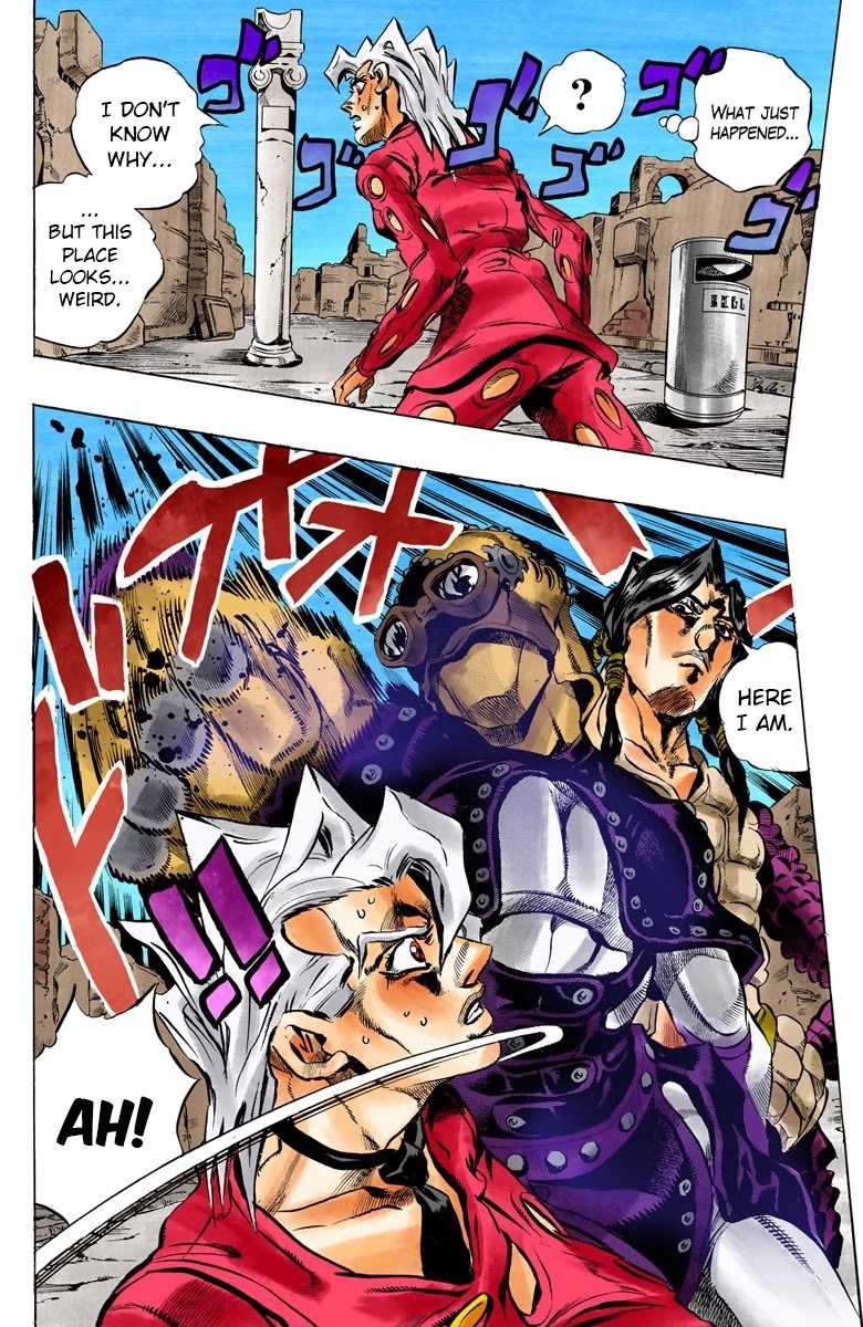JoJo's Bizarre Adventure Part 5 - Vento Aureo (Official Colored) Chapter 40 page 12 - Chapter 40: Man in the Mirror and Purple Haze Part 1
