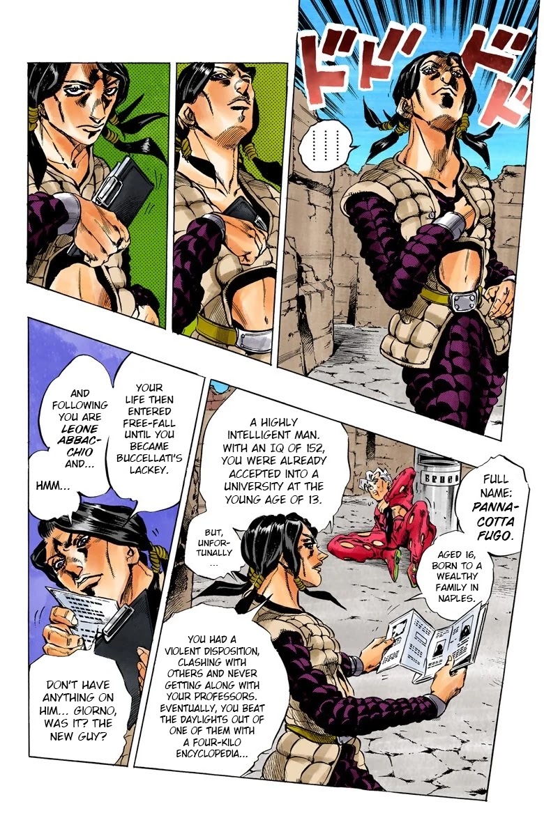 JoJo's Bizarre Adventure Part 5 - Vento Aureo (Official Colored) Chapter 40 page 14 - Chapter 40: Man in the Mirror and Purple Haze Part 1