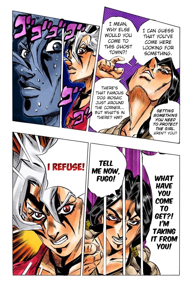 JoJo's Bizarre Adventure Part 5 - Vento Aureo (Official Colored) Chapter 40 page 18 - Chapter 40: Man in the Mirror and Purple Haze Part 1